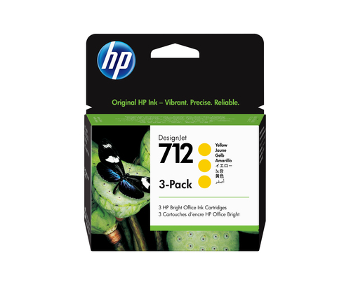 Картридж Cartridge HP 712 для DJ T230/T630/T650/Studio, желтые, тройная упаковка 3ED69A (3*29мл)