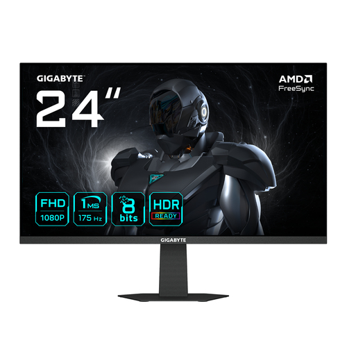 Монитор Gigabyte - GS24F14A, 23.8", 16:9, IPS, 400cd/m², 1920x1080 (Full HD), 175 Гц, 1x HDMI, цвет чёрный, 20VM0-G24F14ABC-1EKR