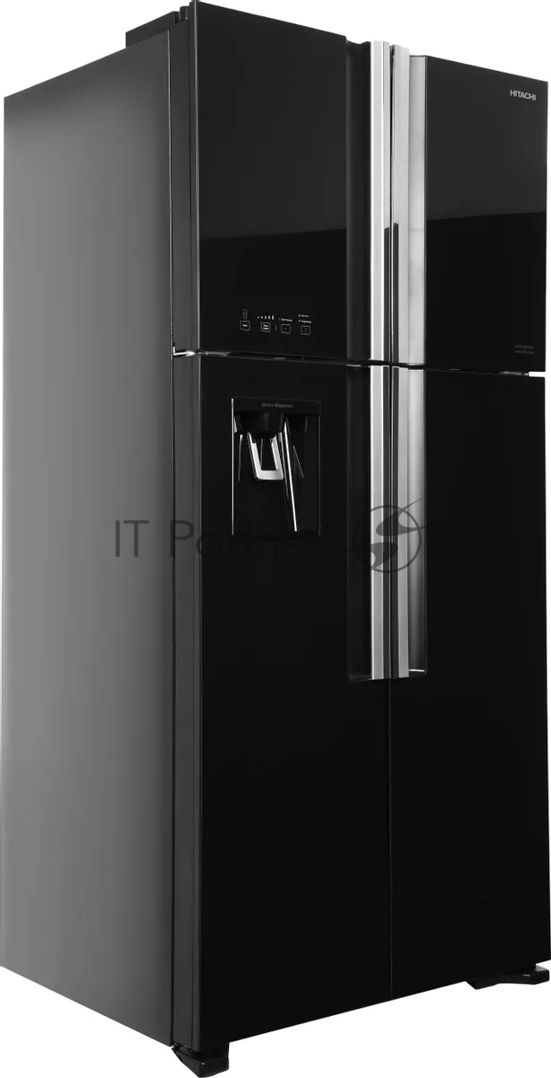 Холодильник Hitachi R-W660PUC7 GBK черный двухкамерный 396/144л морозилка сверху, No Frost, Side by Side
