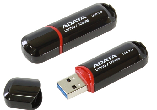 USB накопитель ADATA - DashDrive UV150, USB Type A (USB 3.2 Gen 1), 128 ГБ, цвет чёрный, AUV150-128G-RBK