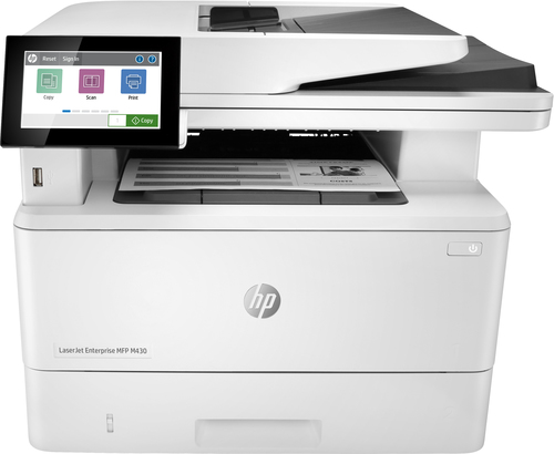 HP LaserJet Ent M430f(Pr/Scan(1200x1200)/Copier/Fax, A4, 1200dpi, 40ppm, 2048Mb, 2лотка(250+100л), ДАПД(29(46)ipm) на 50л, Двухсторонняя печать, Сенсорный дисплей 10.9 см, печать/сканирование с USB носителем, ePrint, USB/GLAN)(Замена A8P79A) ( 3PZ55A )