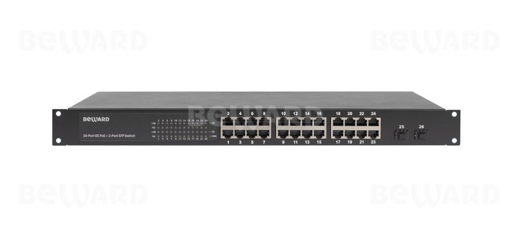 Коммутатор Beward ST-02402HP, 24×1GbE PoE, 2×SFP, 380W