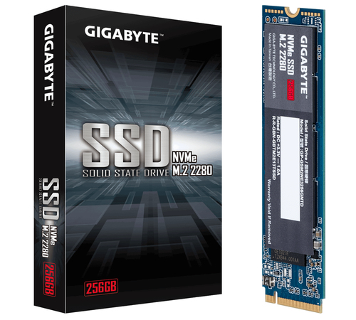 Твердотельный накопитель SSD Gigabyte 256GB M.2 2280 GP-GSM2NE3256GNTD Client PCIe Gen3x4 with NVMe, 1700/1100, IOPS 180/250K, MTBF 1.5M, 3D TLC, 300TBW, 0,64DWPD, NVMe 1.3, RTL {50} (806873)