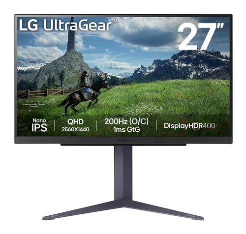 27GS85Q-B - Монитор, LG, 27GS85Q-B, 27", 2560x1440, IPS, 200 Гц, HDMI*2, DP*1, USB*3, Аудиовыход, 400 кд/м2, 1000:1, 1.07млрд., 1мс, 178/178, 16:9, Черный