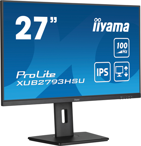 Монитор 27" Iiyama ProLite XUB2793HSU-B7 IPS 1920x1080, 100 Гц, 1 мс, 16:9, 300 кд/м², HDMI 1.4, DP 1.2, 3.5 Jack, USB Hub (2x USB 2.0), динамики (2x2 Вт), Adaptive-Sync, черный