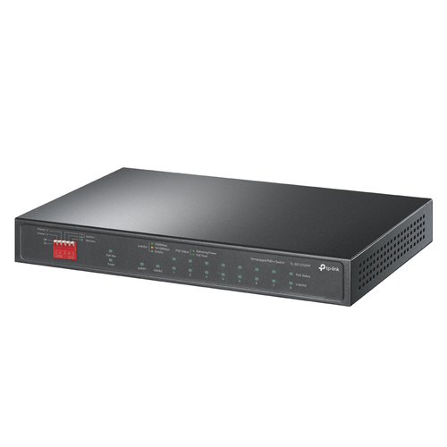 TP-link, 10-портовый настольный гигабитный коммутатор с 6 портами PoE+ и 2 портами PoE++. Порты: 2 х гигабитных порта PoE++, 6 х гигабитных порта PoE+, 2 х гигабитных порта без PoE, 1 х гигабитный Combo SFP слот. Спецификация: 802.3af/at/bt type3, бюджет PoE 123 Вт,  настольный металлический корпус. Особенности: расширенный режим для передачи PoE на 250 м для портов 1-4, приоритетный режим для портов 1-2, режим изоляции для портов 1-4/5-8, автовосстановление РоЕ для портов 1-4, не требует настройки