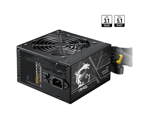 Блок питания ПК/ Power Supply MSI MAG A750BN PCIE5 II, 750W 80+ Bronze (ATX, 3.1, PCIe 5.1, Non modular, 1x24(20+4)pin, 1xCPU 8(4+4)pin, 3xPCIe(6+2)pin, 1x12V(2x6), 3xSATA3, 2xMOLEX4pin, Active, 120x120mm, 150x140x86mm, APFC, black)