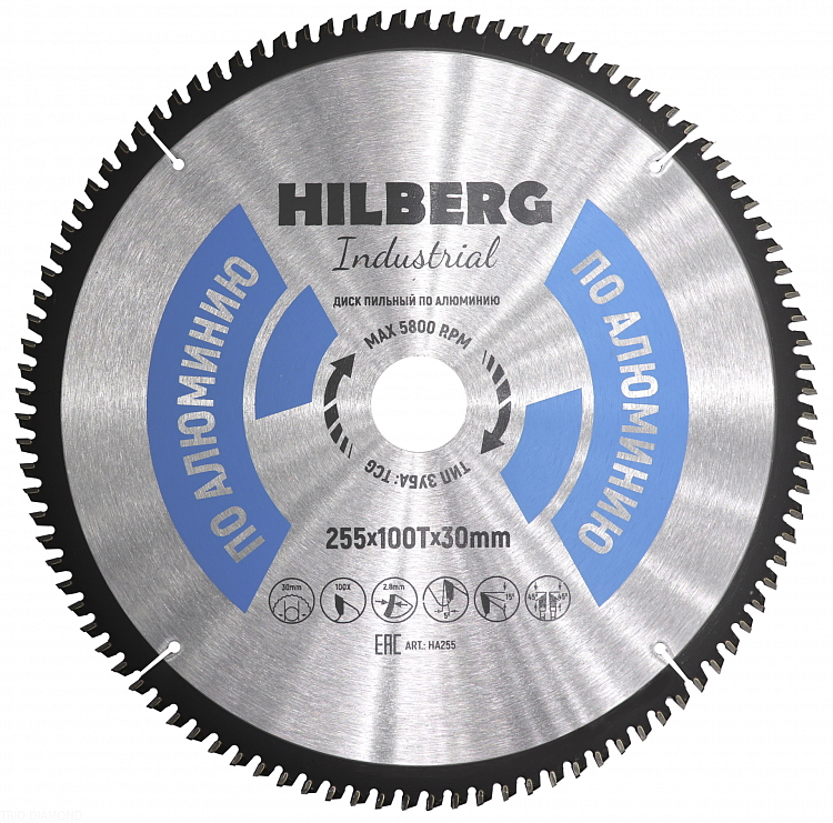 HILBERG Диск пильный industrial Алюминий 255х30х100Т НА255