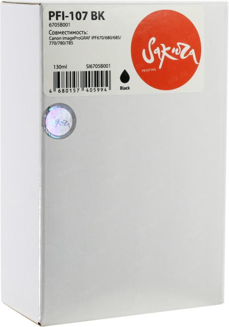 Картридж SAKURA SI6705B001 (PFI-107BK) Black  для Canon iPF670/680/685/770/780/785