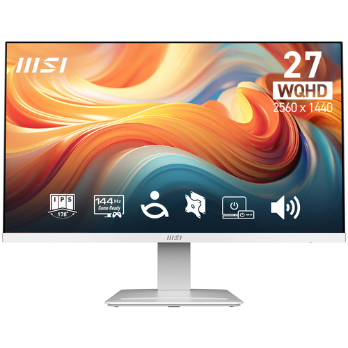 Монитор MSI PRO MP273QW E14 27" 16:9 WQHD(2560x1440)IPS Flat,4ms(GTG),1500:1,100M:1,300nit,178/178,2xHDMI ,1xDP,Speaker,Tilt,VESA,144Hz,White, 1y w-ty