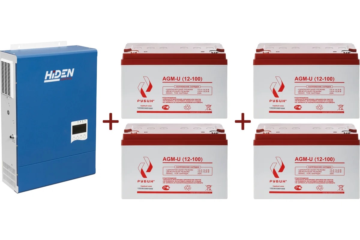 Комплект ИБП Hiden Control HS35-5648PRO+ 4 АКБ  MNB 200-12 + 2 перемычки 25 на 100+3 перемычки 25 на 25