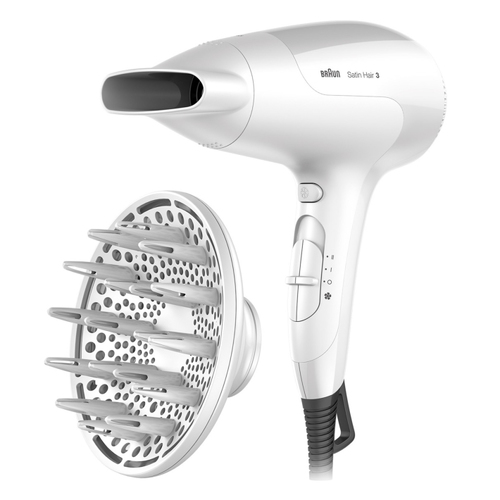 Фен Braun HD385 Satin Hair 3 белый, 2000 Вт, ионизация