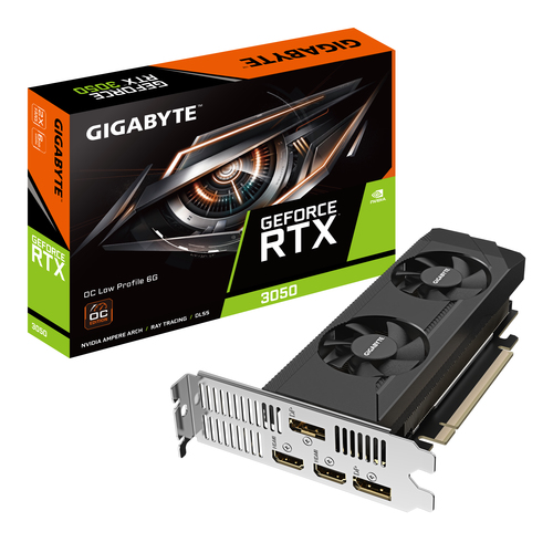 Видеокарта Gigabyte PCI-E 4.0 GV-N3050OC-6GL NVIDIA GeForce RTX 3050 6Gb 96bit GDDR6 1477/14000 HDMIx2 DPx2 HDCP Ret low profile