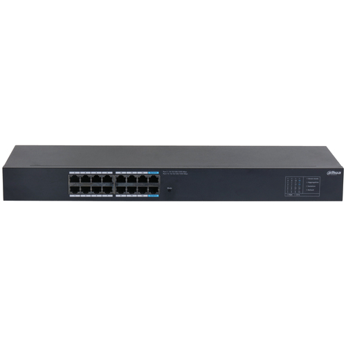DAHUA DH-SG1016 16-портовый гигабитный неуправляемый коммутатор, 16xRJ45 1Gb, коммутация 32 Гбит/с, MAC-таблица 8К, металл