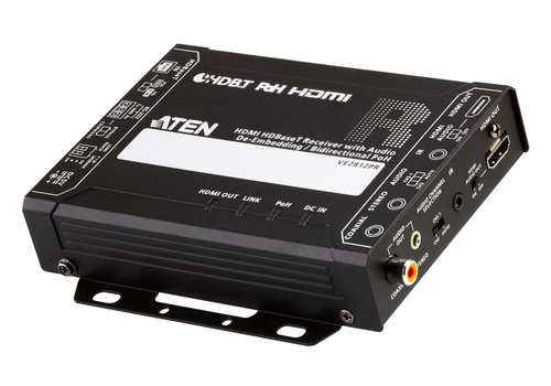 Приемник Aten ProAV black: HDMI HDBaseT Приемник с извлекателем звука/двунаправленным PoH (4K@100 м) (HDBaseT Class A)