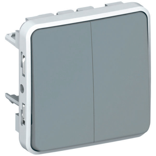 Legrand 069525 Plexo Переключатель двухклавишный  IP55  серый  (69525) (069525)