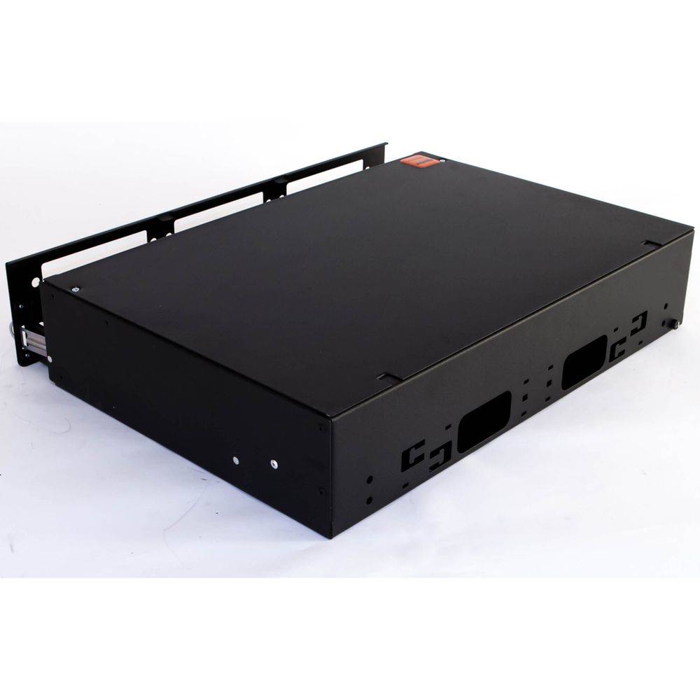 HYPERLINE Бокс оптический FO-19V-2U-6xSLT-W130H30-48UN-BK Бокс оптический универсальный 19" выдвижной, с полкой, от 8 до 48 портов , со сплайс пластиной, без пигтейлов и проходных адаптеров, 2U, черный