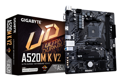 Материнская плата/ MB GIGABYTE AMD A520 sAM4, 2xDDR4(64GB), D-SUB/HDMI 2.1, 1xPCIe 3.0x16, 1xPCIe 3.0, 1xLAN, 4xSATA 6Gb/s, 1xM.2, 4xUSB 3.2, 2xUSB 2.0, 1xPS/2, mATX