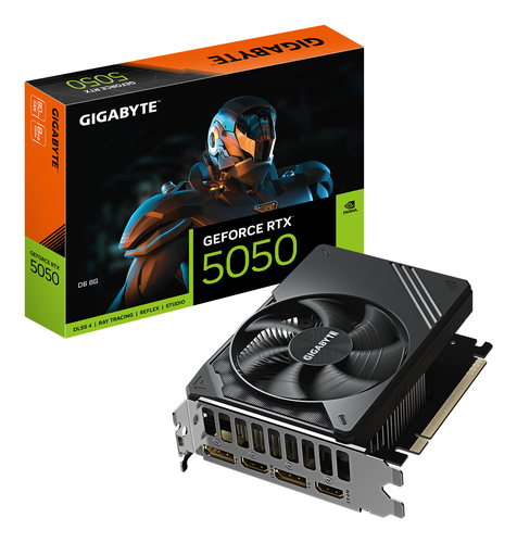 Видеокарта Gigabyte NVIDIA - GeForce RTX 5050, PCI-E 5.0 16x, GDDR6 8GB 128bit, 2x HDMI, 2x DP, 130Вт, 145мм, Full Height, GV-N5050D6-8GD