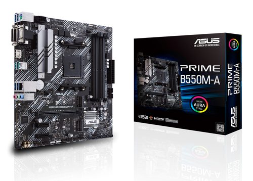 Материнская плата Asus - PRIME B550M-A, mATX, AMD B550, 1xAM4, 4xDDR4 до 128ГБ, 1x1GbE, audio, M.2, VGA, HDMI, DVI-D, 1xPS/2, 4xSATA, 6xUSB3.2, PRIME B550M-A