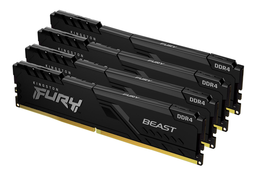 Модуль памяти Kingston FURY Beast Black Gaming Memory KF432C16BB1K4/64 64GB DDR4 3200 DIMM Non-ECC, CL16, 1.35V, 1Gx8 (Kit of 4), RTL (319866)