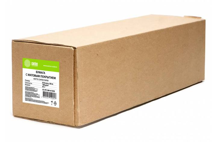 Cactus CS-PC180-61030 (610ммx30м, 180 г/м2) бумага универсальная  с матовым покрытием