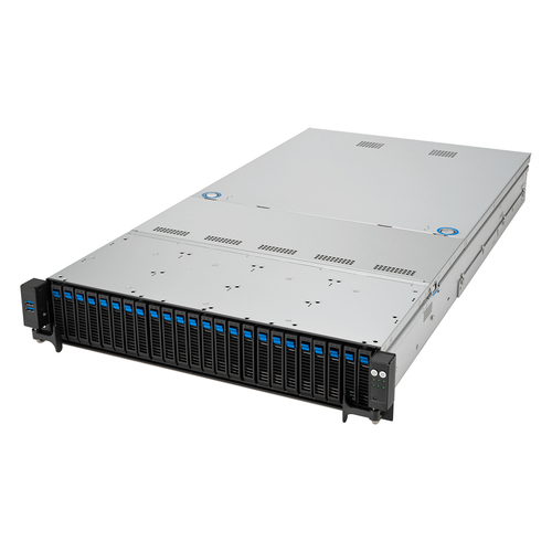 Серверная платформа/ ASUS RS521A-E12-RS24U, 2U, 1xSP5 (LGA 6096) 360W, 24x DDR5 6400, 24x 2.5'' (16 NVME+8 SAS/SATA) + 2x SATA rear, 2x M.2 22110 NVME, Up to 5 PCIe Gen5  + 1x OCP 3.0 x16, 1 x 2-Port 1GbE LAN, up to 4 single-slot or 2 double-slot GPU, 1+1 2000W