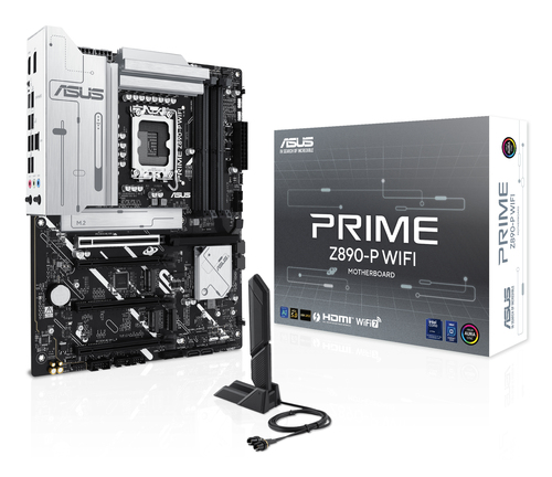 Материнская плата ASUS PRIME Z890-P WIFI, LGA 1851, Intel Z890, 4xDDR5, 4xSATA, 4xM.2, 1xPCIe 5.0 x16, 2xPCIe 4.0 x4, 1xPCIe 4.0 x1, 1xHDMI, 1xDP, 1xUSB-C (видеовыход), 2xUSB-A 3.2 Gen 1, 1xUSB-A 3.2 Gen 2, 4xUSB-A 2.0, 1xUSB-C Thunderbolt 4, 1x 2.5Gb LAN, 3x3.5 мм, 7.1, ATX
