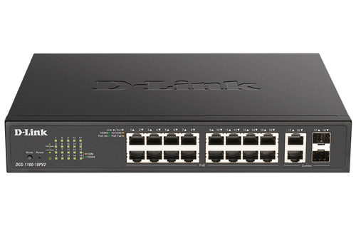 Настраиваемый коммутатор серии EasySmart DGS-1100-18PV2, оснащенный 16 портами 10/100/1000Base-T с поддержкой PoE и 2 комбо-портами 1000Base-T/SFP, предназначен для использования в сетях предприятий малого и среднего бизнеса. Поддержка PoE делает коммутатор DGS-1100-18PV2 оптимальным решением для организации видеонаблюдения. Функции управления, диагностики, поиска и устранения неисправностей, а также энергосберегающие технологии позволяют использовать DGS-1100-18PV2 для решения различных задач.