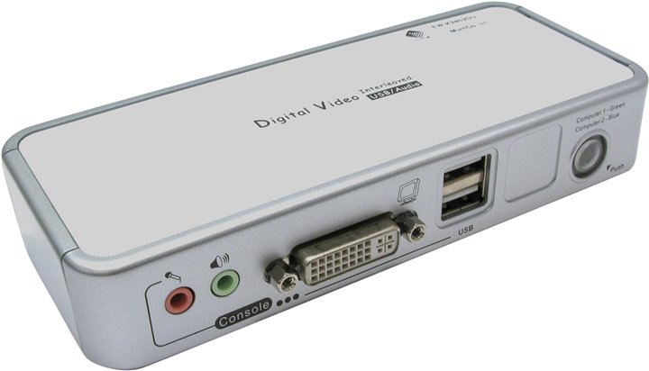 Б/У   Multico <EW-K2402DU> 2-port DVI USB KVM  Switch with Cable(клав.USB+мышьUSB+DVI-I+Audio)+б.п.