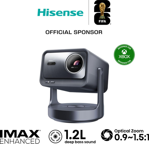Проектор Hisense 65~300", Projector Triple-Chroma, 4K UHD, 25 000ч, 3000Лм, 4K@60Hz, 2K@240Hz, 2K@120Hz, VIDAA U9, 40Вт, Voice assistant, Bluetooth, WiFi, AirPlay 2, 2HDMI, 2USB