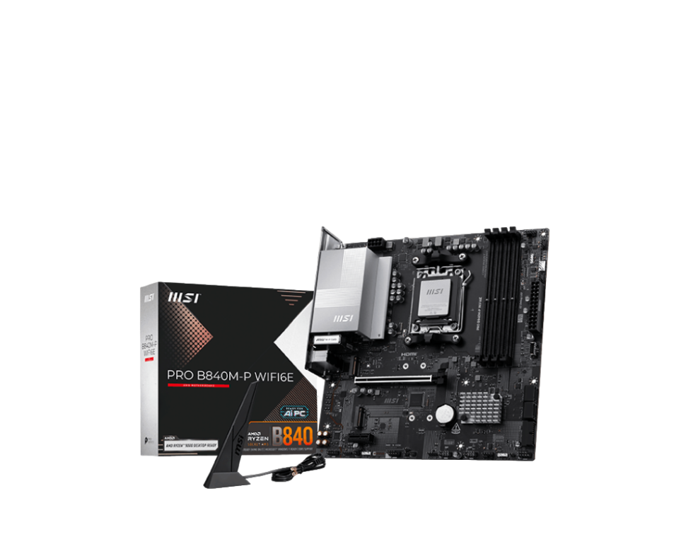 MSI PRO B840-P WIFI ,B840,AM5,4DDR5,5PCI-Ex16,2M.2,4SATA3,2USB10G(1A+1C)