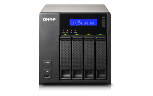 QNAP TS-421 Сетевой накопитель с четырьмя отсеками для жестких дисков в стоечном исполнении. Marvell 2.0 ГГц