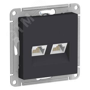 Розетка Schneider Electric ATN001085 AtlasDesign, двойная RJ45+RJ45, кат.5E, карбон
