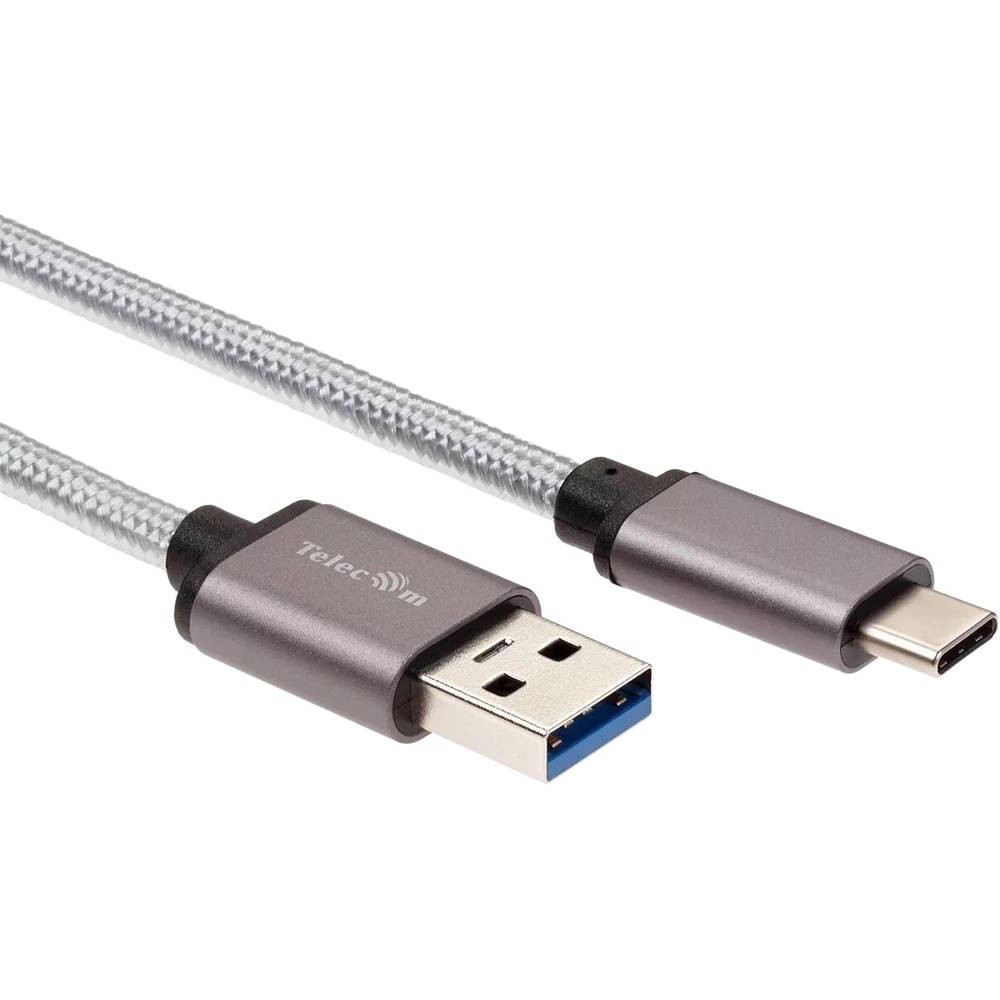 Кабель Telecom TC403M-2M, USB-C→USB-A, 3.0, 2м, серый
