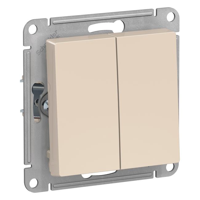 Schneider Electric ATN000251 ATLASDESIGN 2-клавишный ВЫКЛЮЧАТЕЛЬ, сх.5, 10АХ,  механизм,  БЕЖЕВЫЙ