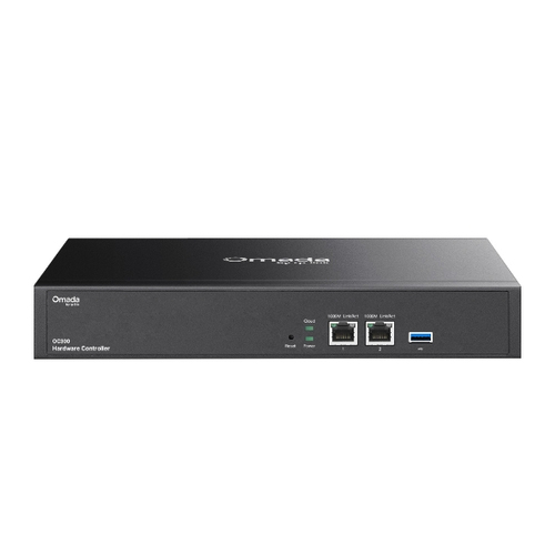 Контроллер TP-Link Omada hardware Controller OC300, 2 gigabit ethernet ports, 1 USB 3.0 port, managed up to 500 Omada Access Points/Switch/Gateway, support batch configuration, firmware upgradation, intelligent network monitoring and captive portal, easy management via Omada APP/Web UI/Cloud access.