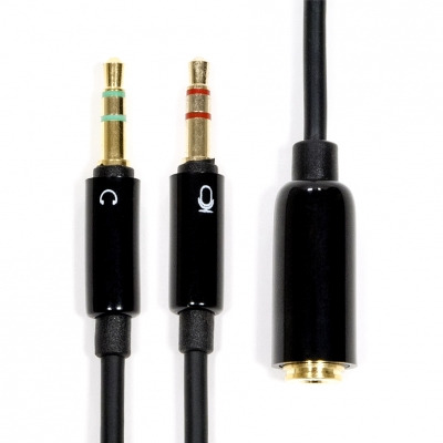 3.5мм Jack 4pin (F) -> 2x3.5мм Jack (M), PROLINK стерео-аудио + гарнитура, 2м