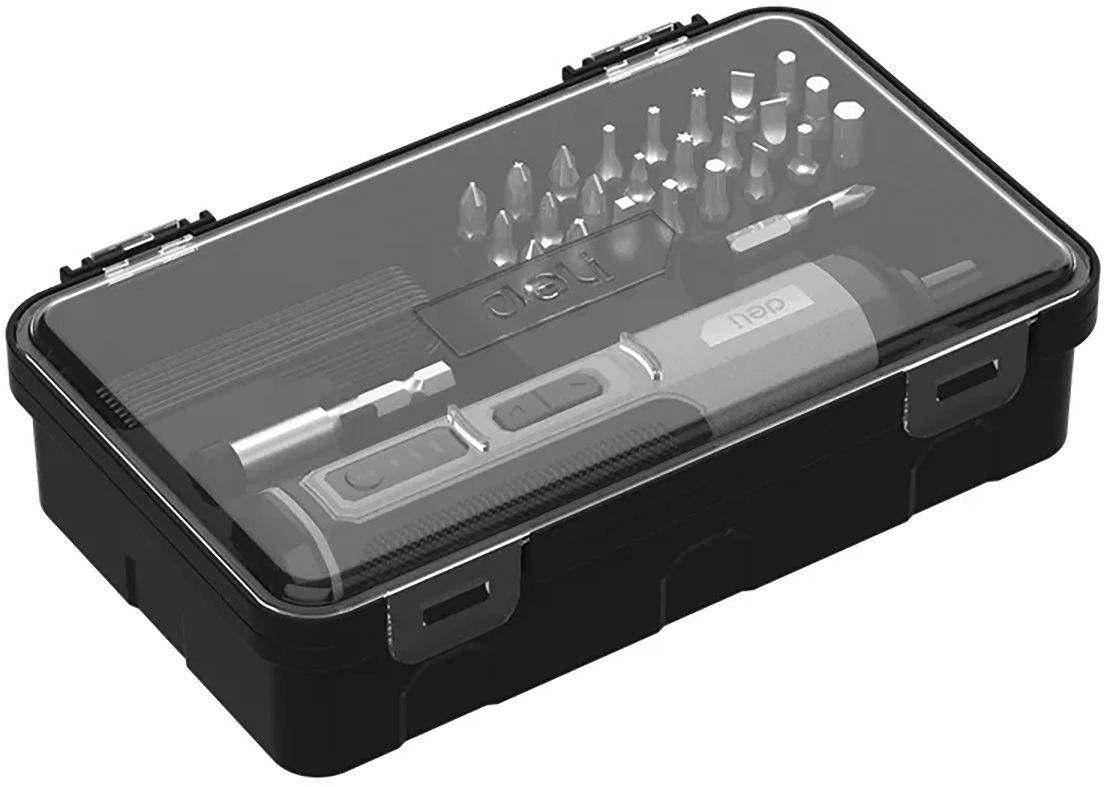 Отвертка аккумуляторная Deli DC161 (4В, 2А*ч, 5Нм, 300об/мин, Type-C, набор  бит  24  шт, кейс)