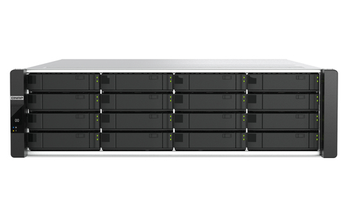 Сетевое хранилище без дисков/ Enterprise QNAP ES1686dc-R2-2123IT-64G Network RAID drive, two controllers, 16 3.5"/2.5" SAS 12 Gbps bays, rack-mounted, 2 power supplies, 2 x Intel Xeon D-2123IT, 2.2 GHz (3.0 GHz), 64 GB DDR4.
