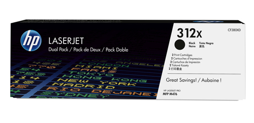 Картридж лазерный двойная упаковка Hewlett-Packard HP 312A CF380XD черный для LaserJet Pro M476dn, M476dw, M476nw 4400 стр.