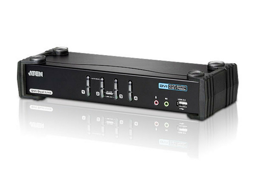 Переключатель KVM ATEN CS1784A-AT-G KVM+Audio+USB 2.0, 1 user USB+DVI => 4 cpu USB+DVI, со шнурами USB 4х1.8м., 2560x1600 60Hz DVI-D Dual Link/2048x