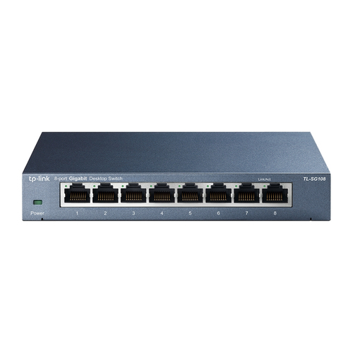 Коммутатор TP-LINK TL-SG108 8-портовый настольный гигабитный коммутатор, 8 портов RJ45 10/100/1000 Мбит/с, металлический корпус {36} (021153)