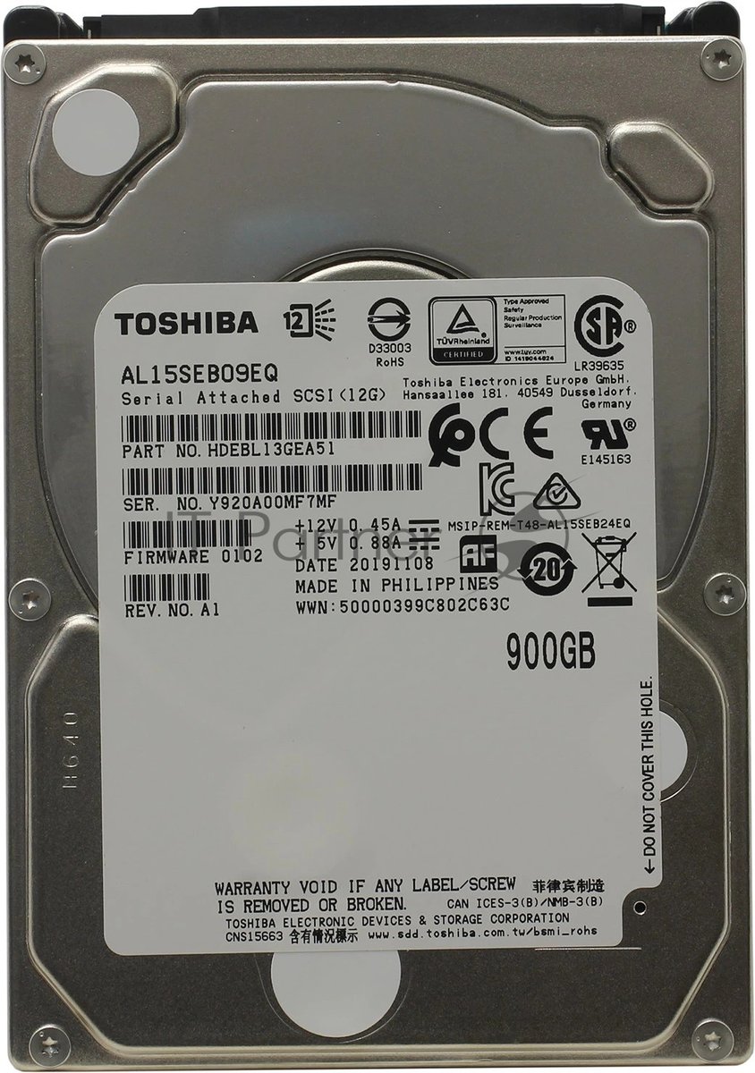 Toshiba Жесткий диск Enterprise Capacity AL15SEB09EQ 900GB 2.5" SAS 12Gb/s, 10500rpm, 128MB, 512e, Bulk