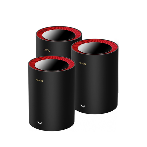 Система Mesh Cudy M3000(3-Pack), AX3000 Wi-Fi 6 Mesh 2.5G Solution 3-Pack, Dual-Band, Chipset MT7981BA+MT7976CN+RTL8221B, 802.11ax/ac/a/b/g/n, 2402Mbps at 5GHz + 574Mbps at 2.4GHz, 2.5G WAN+GE LAN, 5 internal antennas, MU-MIMO, DDNS, Zerotier/Wireguard/OpenVPN/IPSec/L2TP/PPTP VPN, DNS over Cloudflare/Google/Quad9, IPv6, Seamless Roaming, WPA3, TR069/TR098/TR111/TR181, easyMesh R3 Optional, Ver 2.0, Cudy Mesh, Cudy APP