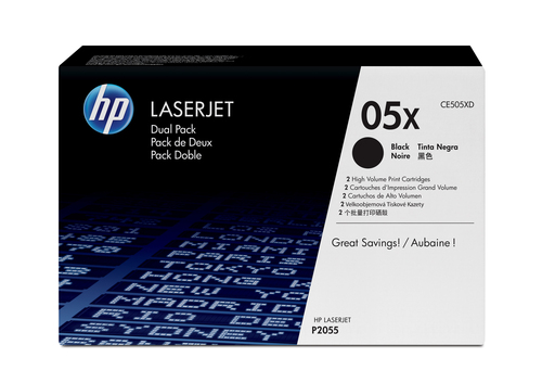 <036379> Картридж лазерный HP 05X (CE505XD) для HP P2055, 2 шт. в упаковке черный [CE505XD]