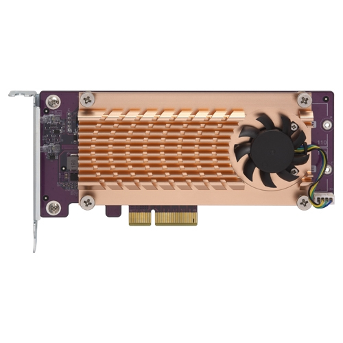 Плата расширения/ QNAP QM2-2P-244A 2 x M.2 22110 or 2280 PCIe (Gen2 x 4) NVMe SSD slots  expansion card, Low-profile bracket pre-loaded, Low-profile flat and Full-height are bundled (shorter version to support TVS-x82/TS-x77 PCIe slot 2 & slot 3)