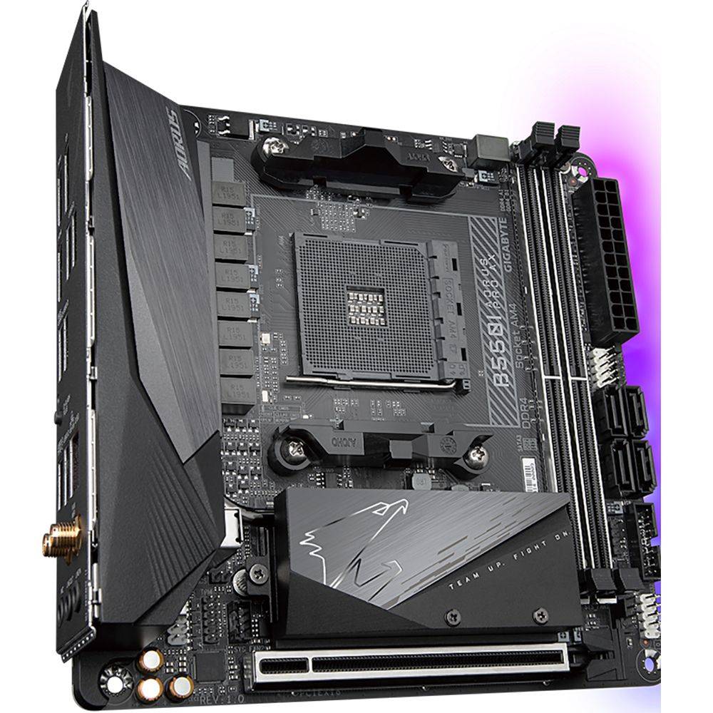 AORUS Gigabyte B550I PRO AX, Socket , AMD B550, 2xDDR4-3200, HDMI+HDMI+DP, 1xPCI-Ex16, 4xSATA3