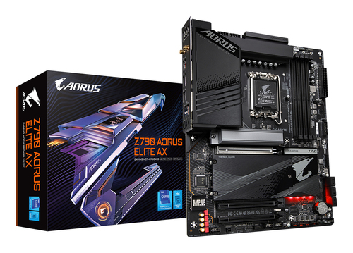 Материнская плата Gigabyte Z790 AORUS ELITE AX, Socket 1700, Intel®Z790, 4xDDR5-4800, HDMI+DP, 3xPCI-Ex16, 6xSATA3(RAID 0/1/5/10), 4xM.2, 8Ch Audio, 1x2.5GbLan, WiFi, (4+4)xUSB2.0, (5+2)xUSB3.2, (1+1)xUSB3.2 Type-C™, ATX, RTL {}