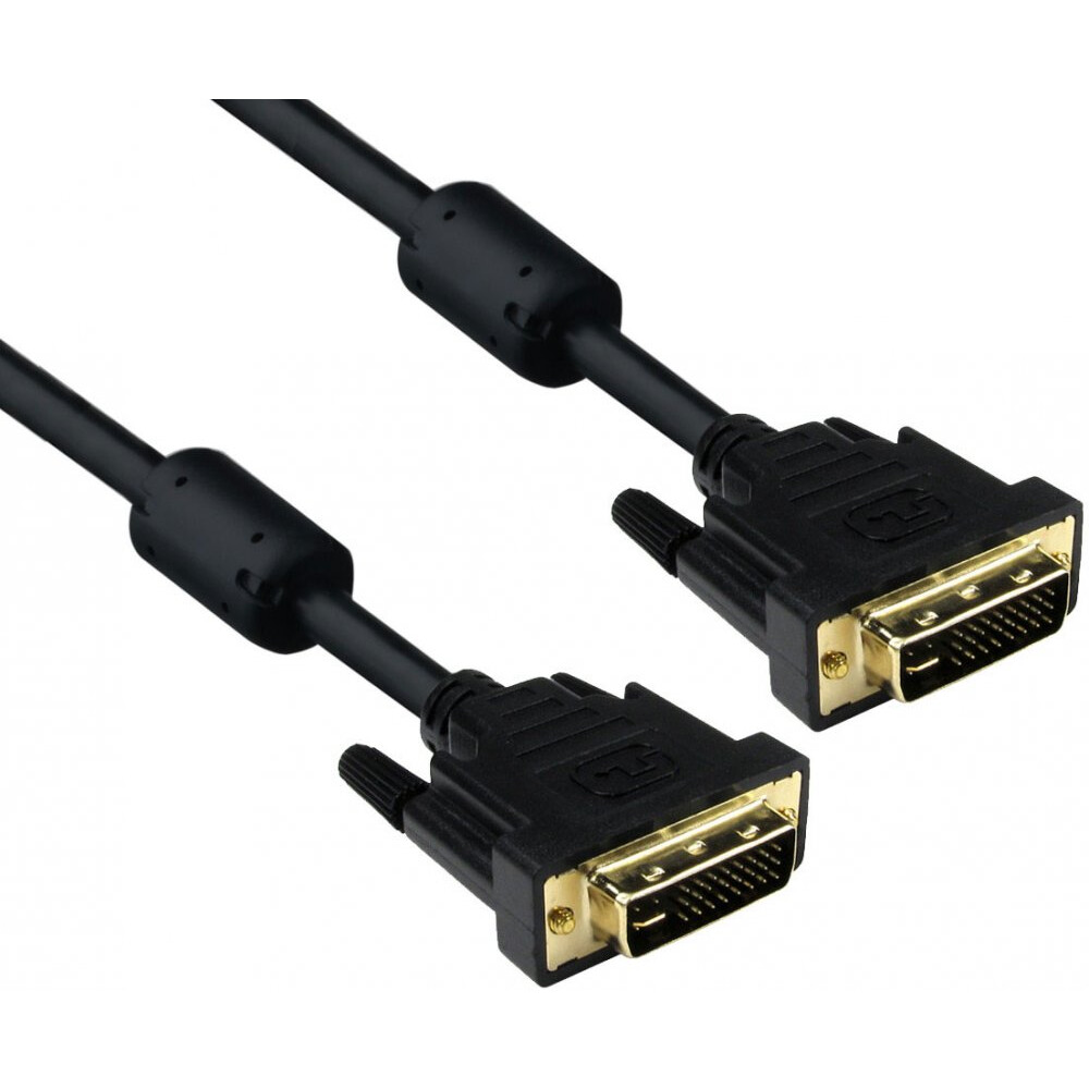 Exegate Кабель DVI-D - DVI-D Dual Link ExeGate EX-CC-DVI2F-1.8 (25M/25M, 2 фильтра, позолоченные контакты), вилка-вилка, длина - 1.8 метра